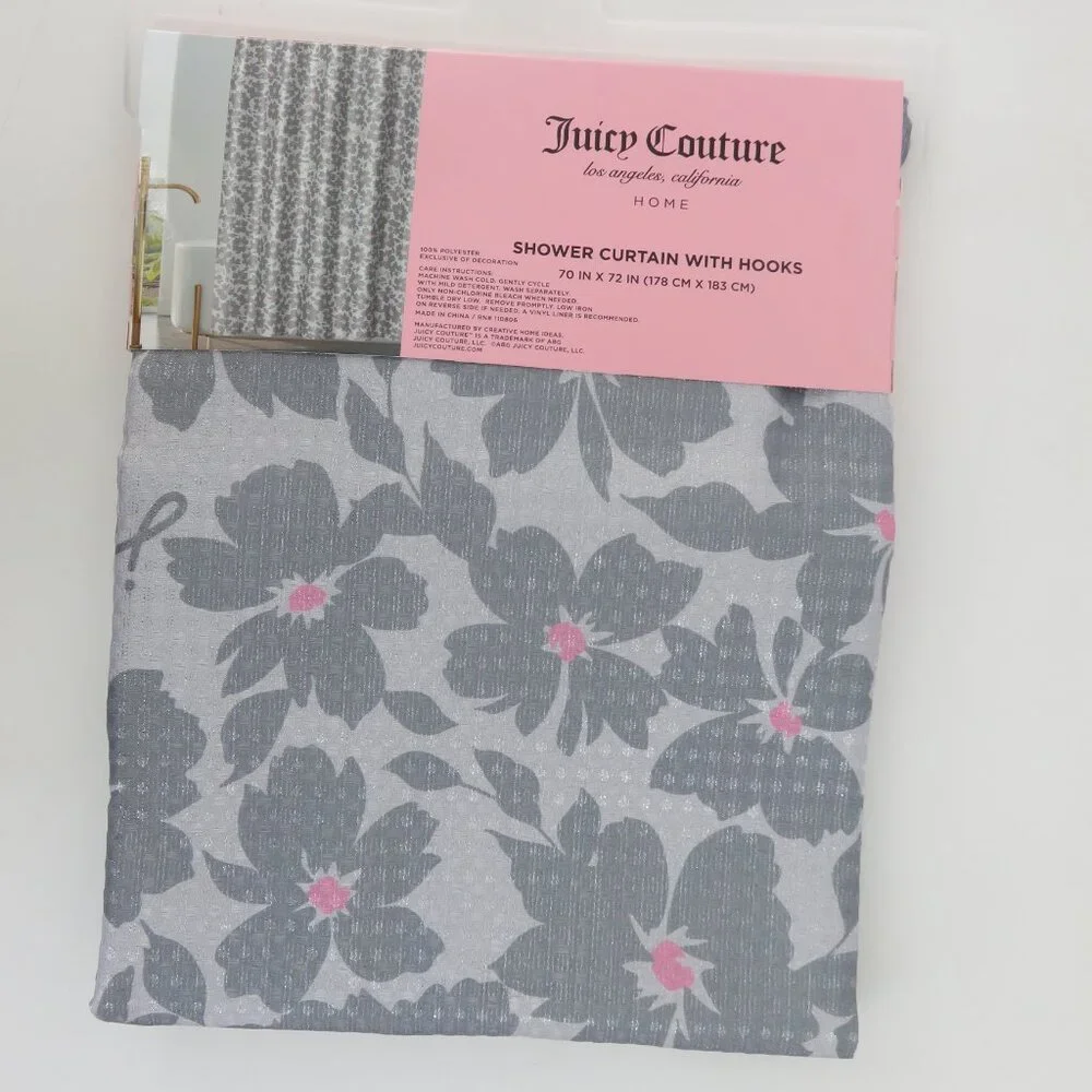 (#121) Juicy Couture Shower Curtain with Hooks